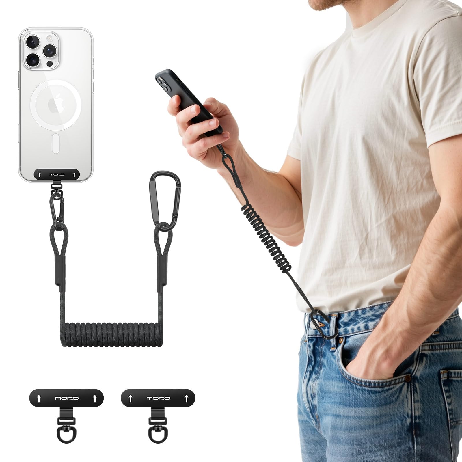 Amazon.com: MoKo Phone Lanyard Tether with Patch, Anti-Theft Cell
